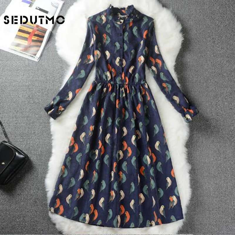 Женское бархатное платье туника SEDUTMO Вечерние Платья с цветочным принтом и