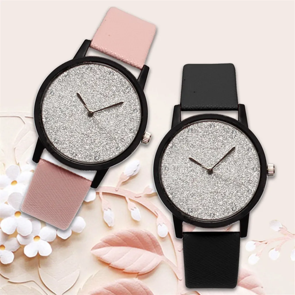 Часы Reloj Mujer модные кварцевые женские часы с выпуклым стеклом кожаные наручные