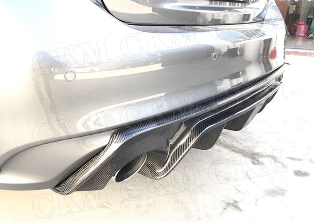 Для Infiniti Q50 углеродное волокно добавить на Автомобильный задний бампер диффузор спойлер с лампы для бамперов Седан 4 двери автомобильный Стайлинг