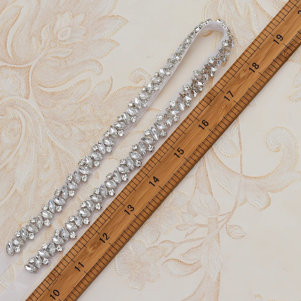 Yanstar свадебный пояс тонкие Стразы свадебное платье ручной работы Серебряная