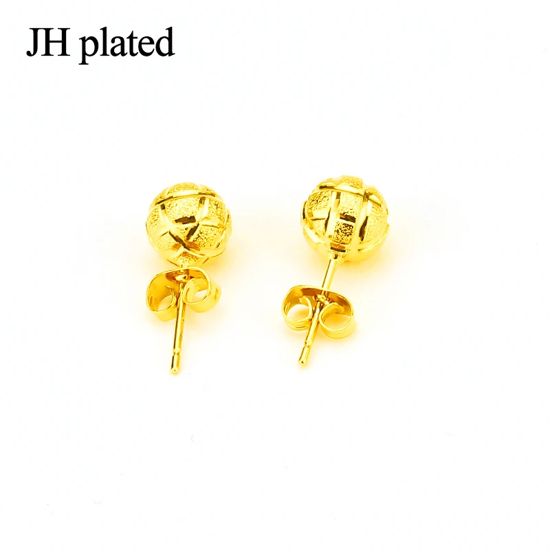 JHplated 4 мм, 6 мм, 8 мм, 12 мм, 24K серьги-гвоздики в эфиопском стиле для Ближнего Востока, африканские серьги-шарики для женщин, подарок
