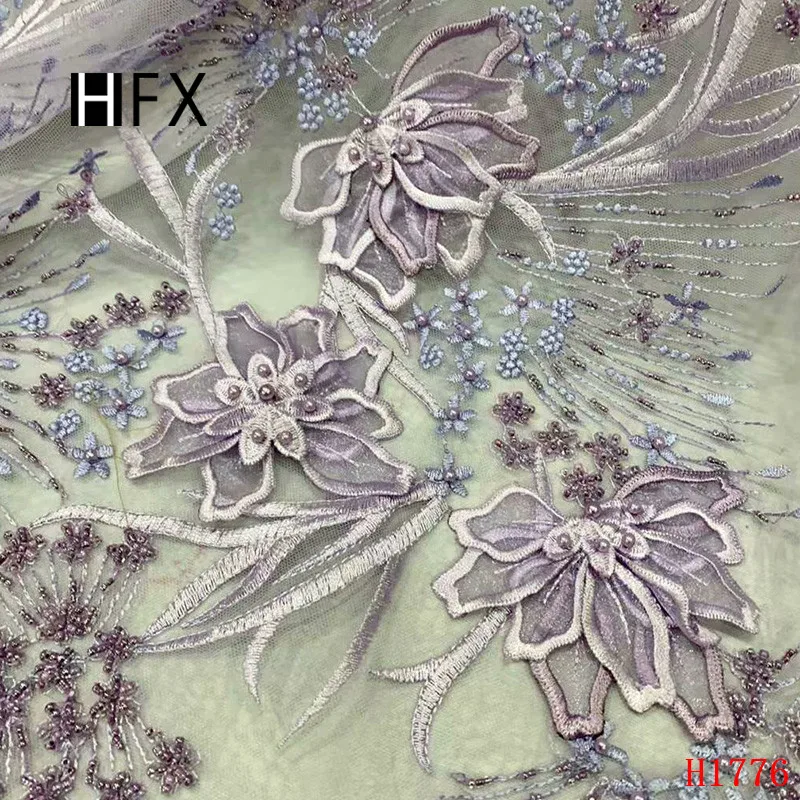 Кружева HFX в нигерийском стиле оранжевая кружевная ткань ручной работы с 3D