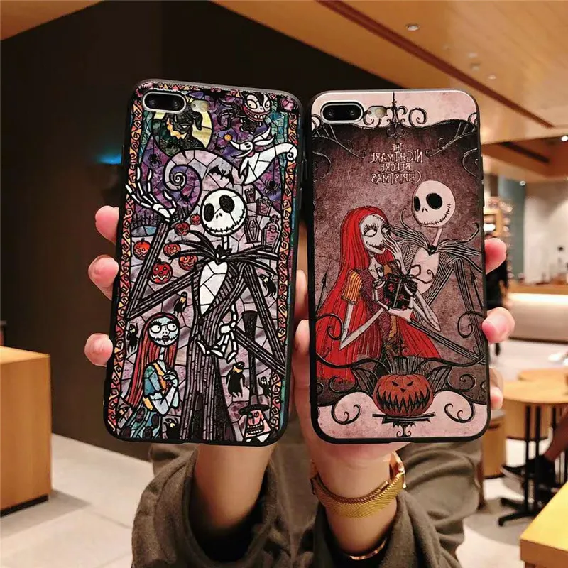 Хэллоуин Череп рельеф странный Джек черный ТПУ чехол для Coque iphone X XS XR MAX 6 6s 7 8 плюс