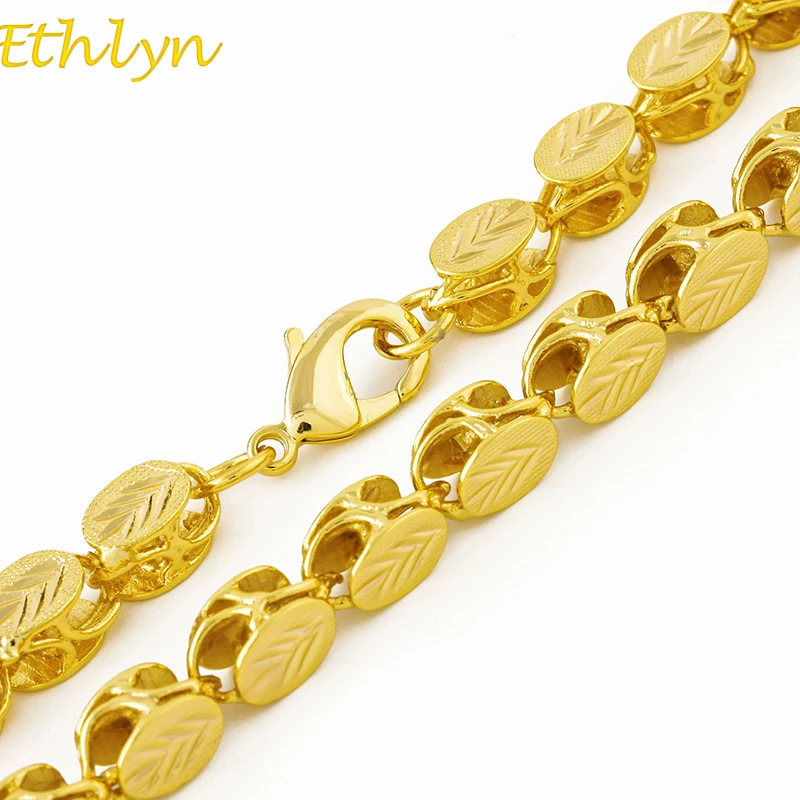 Ethlyn бренд Длина 60 см/Ширина 8 мм Эфиопский/украшения на эритрейские мотивы цепь ручной золотой Цвет толстые ожерелья& цепи N032