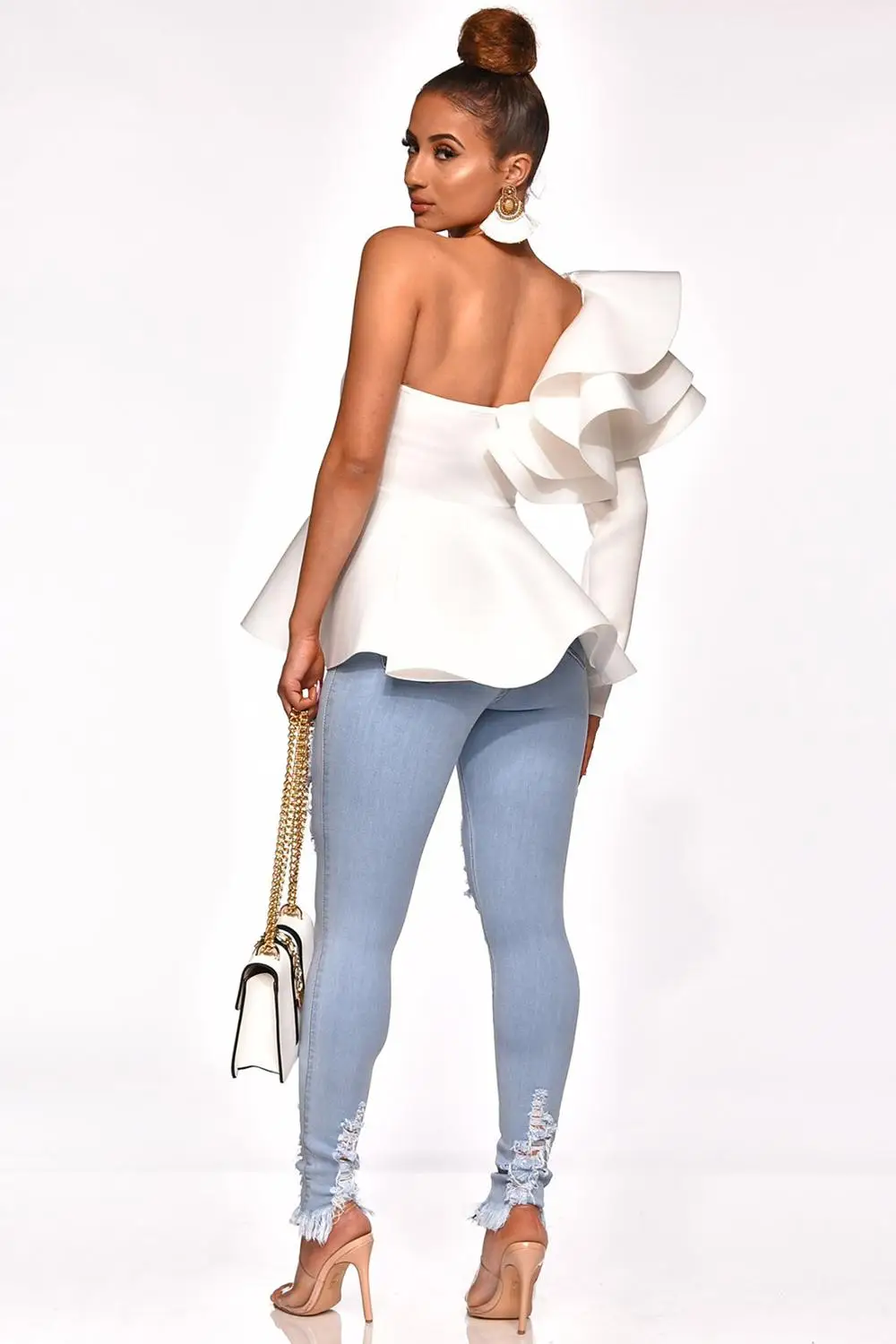 Женские облегающие джинсы с высокой талией дырками|Узкие джинсы| |