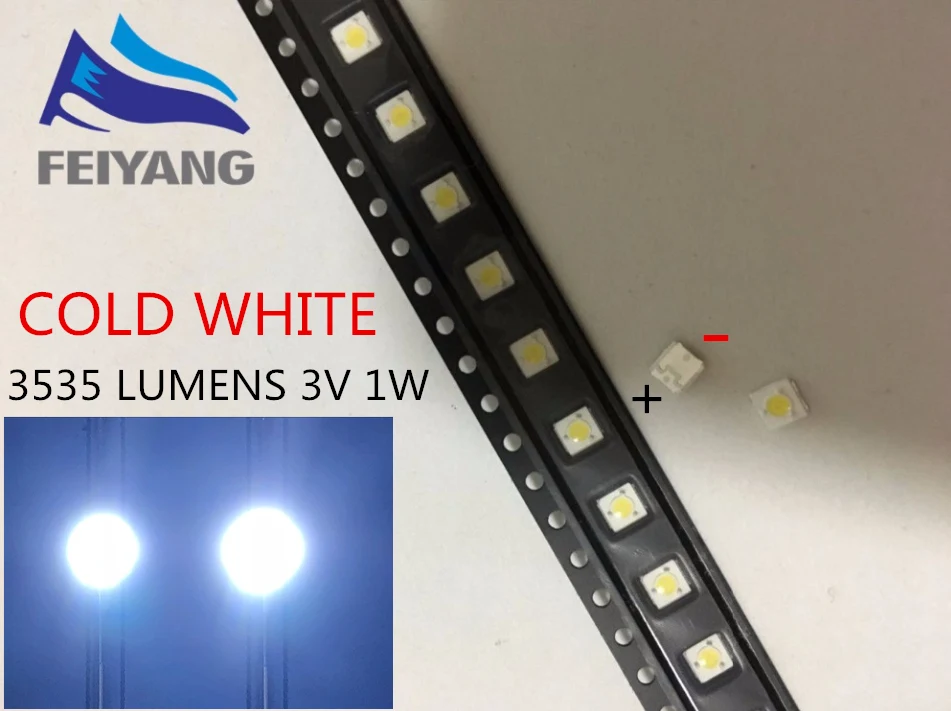 LUMENS LED Backlight 1W 3V 3535 3537 Cool white LCD for TV Application A127CECEBUP8 Style-3 500pcs | Электронные компоненты и