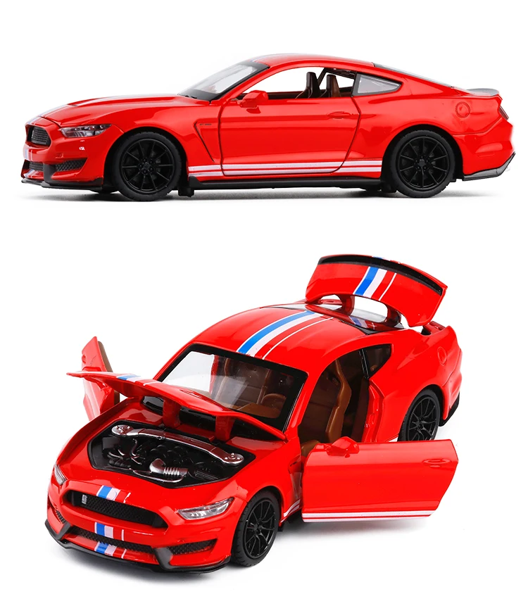 1/32 Mustang Shelby GT350 Игрушечная модель автомобиля из сплава модифицированная модель автомобиля оттягивающая мигающая детская игрушка подарок