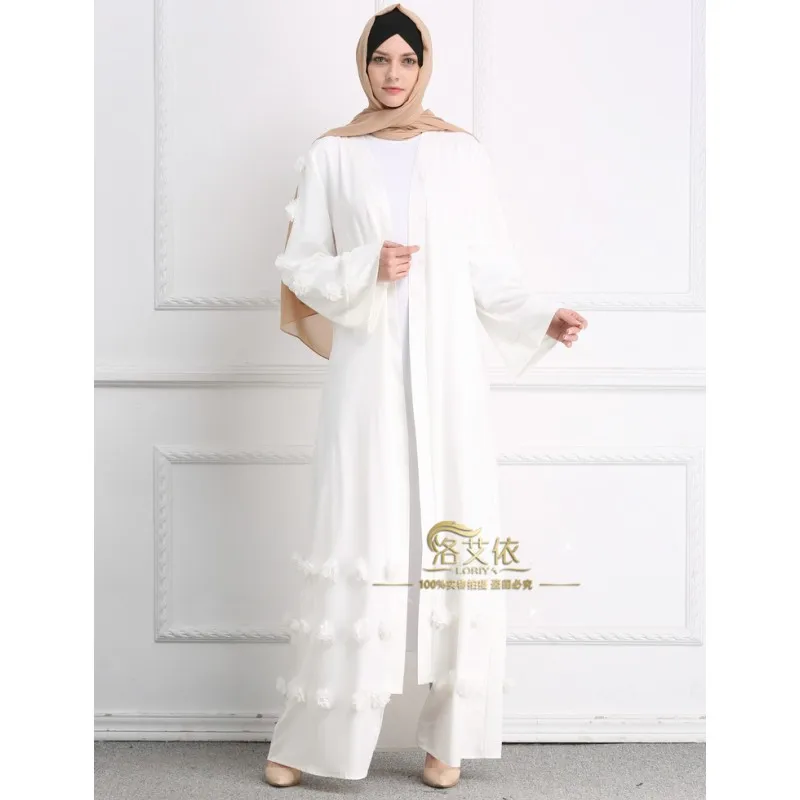 Элегантный мусульманин цветочный Абаи платье Цветы Свободный кардиган длинный