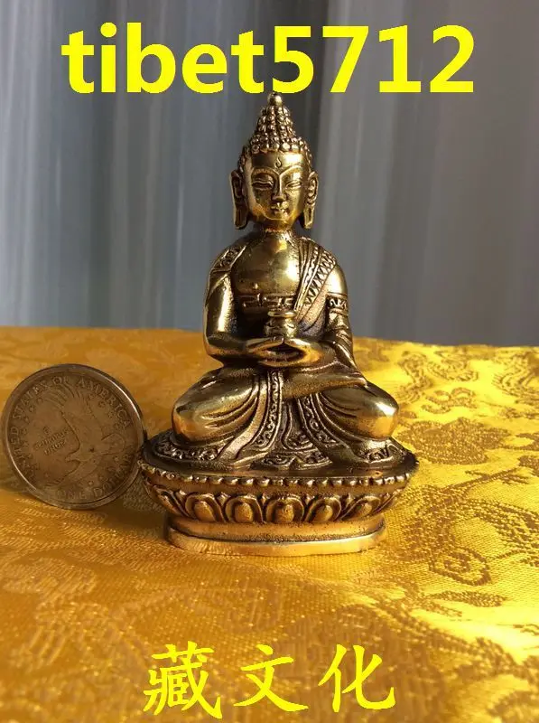 8 см высокая Китайская народная Храмовая бронзовая фигурка amitabha сидящий Будда на