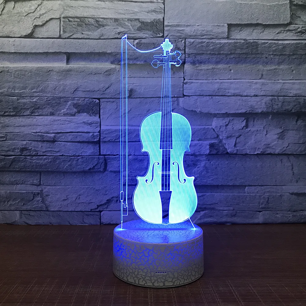 Скрипка 3D светодиодный Настольный светильник USB 7 цветов Изменение Музыкальные инструменты ночник дети сон освещение подарок домашний декор Прямая поставка