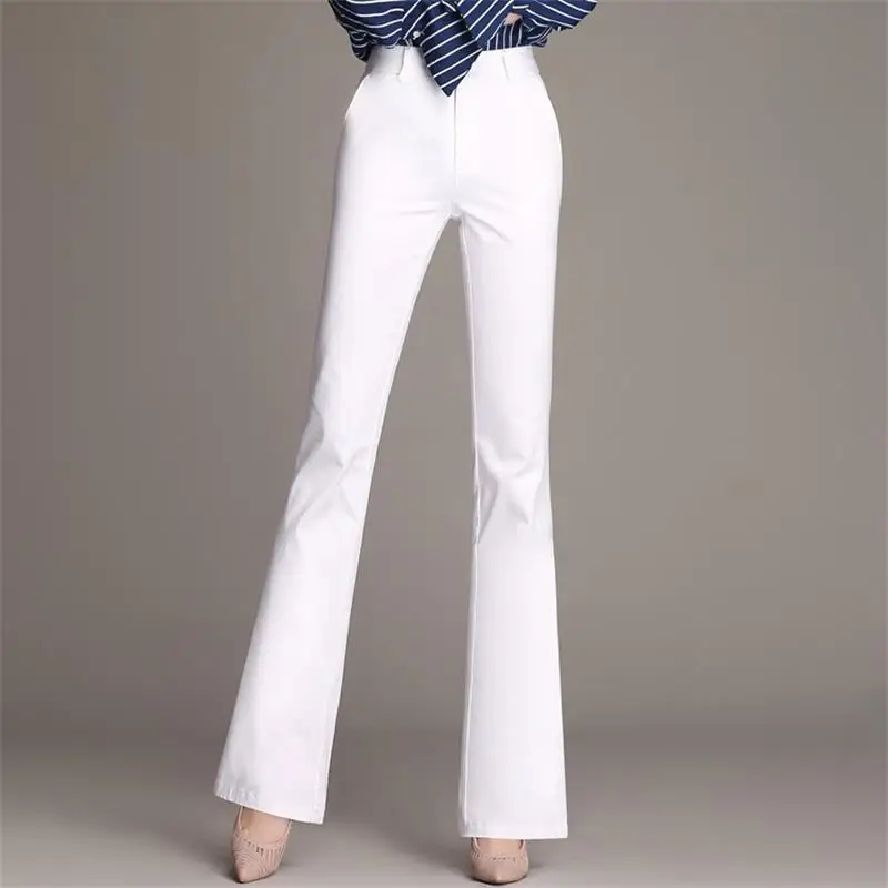 Женские однотонные брюки повседневные хлопковые с высокой талией 4 цвета