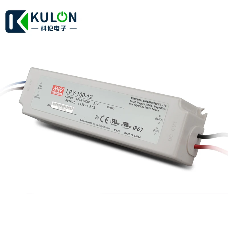 Оригинальный светодиодный драйвер Mean well LPV-100-12 AC/DC одиночный выход 100 Вт 12 В а