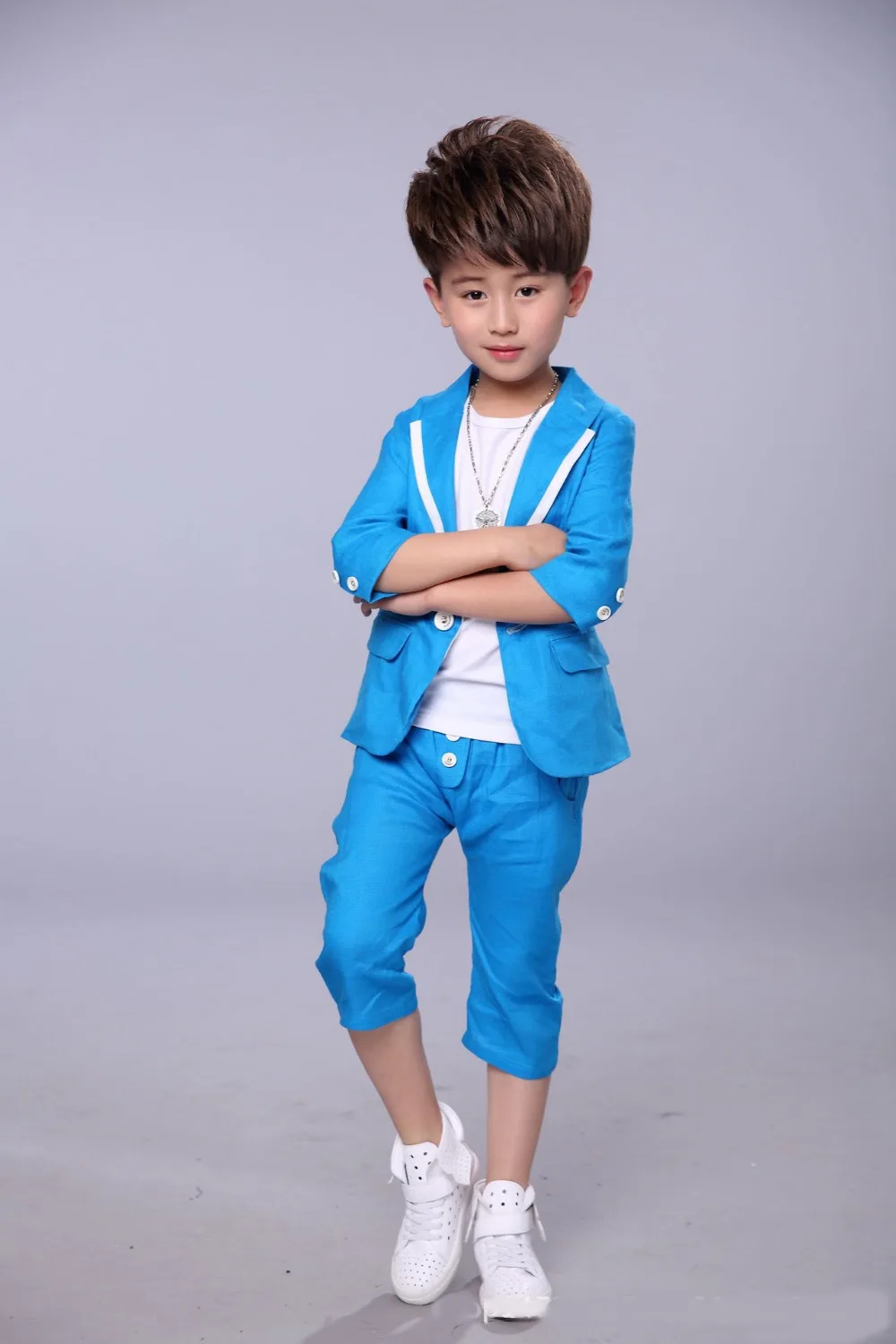 Костюм с короткими рукавами для мальчиков Новое летнее детское платье хлопковый