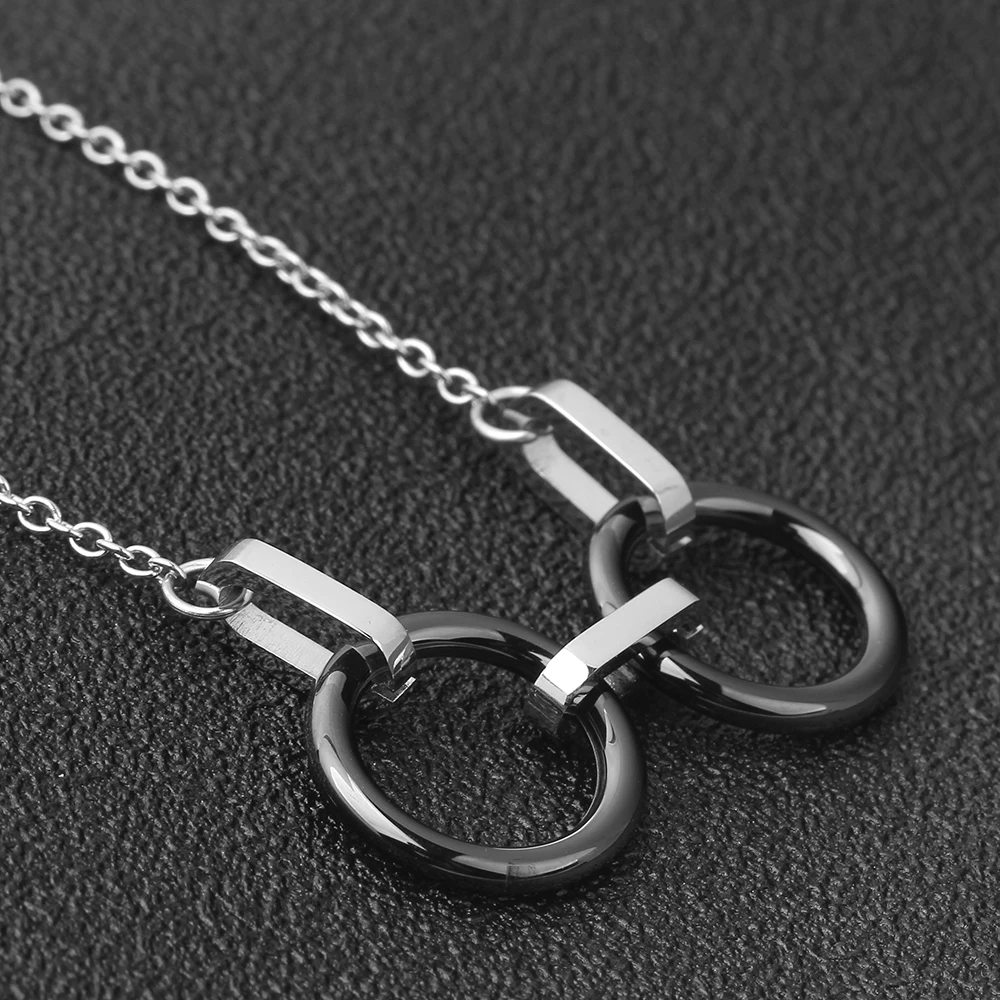 Новое черное двойное круглое ожерелье с подвеской Женская Цепочка Из