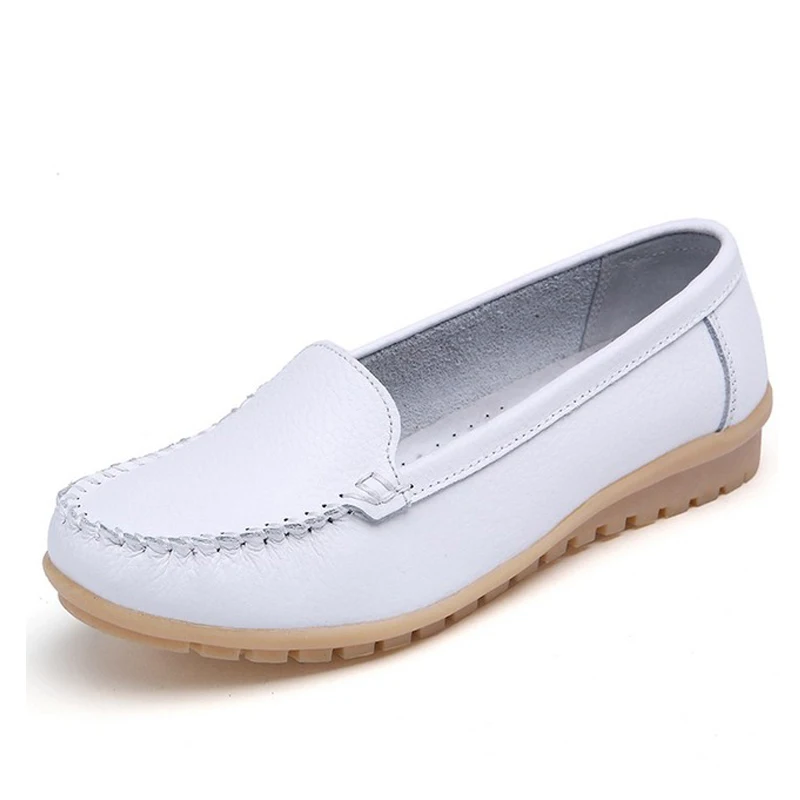 HOVINGE Spring women flats shoes genuine leather woman cutout loafers slip on ballet ballerines C061 | Обувь