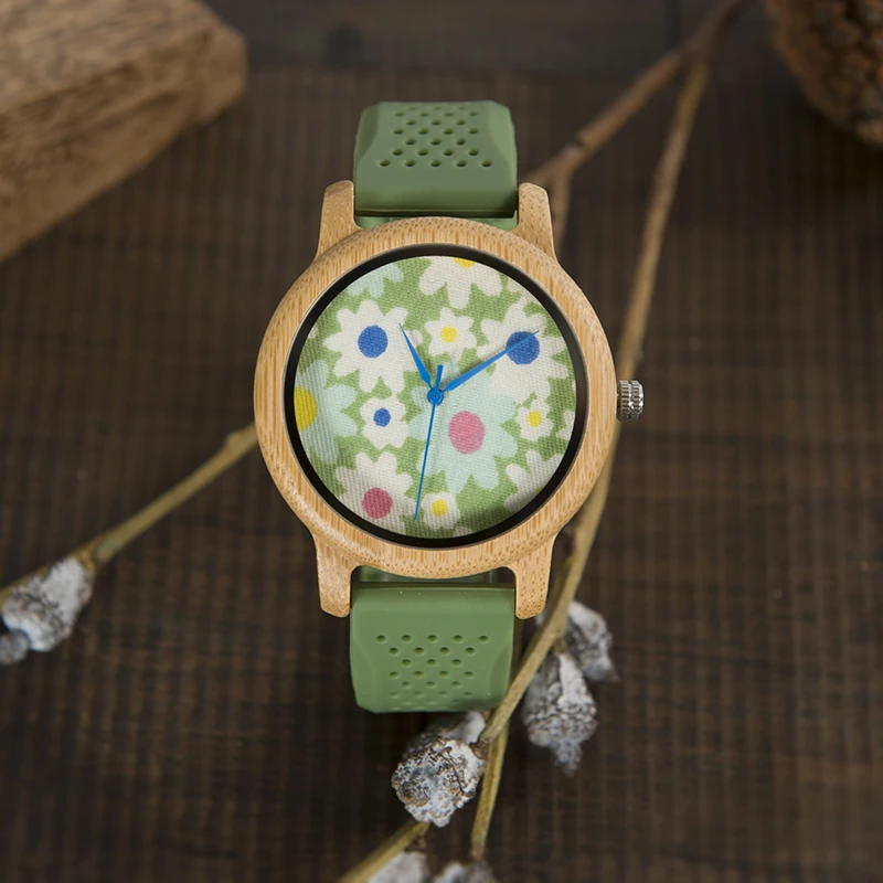 BOBO BIRD WB04 модные повседневные бамбуковые часы с тканевым циферблатом женские