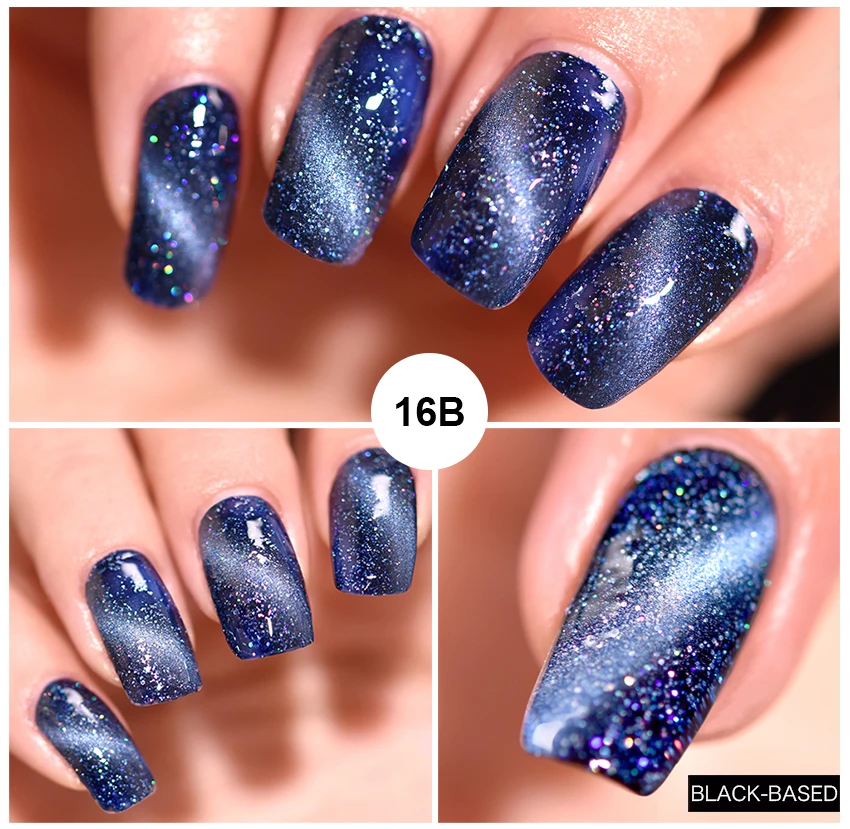 Rolabling Starry Cat Eye Nail Gel Polish Shining Color Soak Off UV 6ML Long Lasting 3D Magnet Cat Eye Nail Art Lacquer Gel