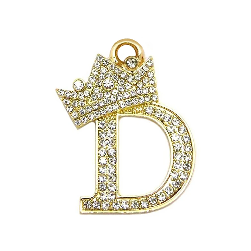 Metal Alloy Clear Crystal Initial Alphabet Letter Crown D Pendant Charm For Necklaces Making | Украшения и аксессуары