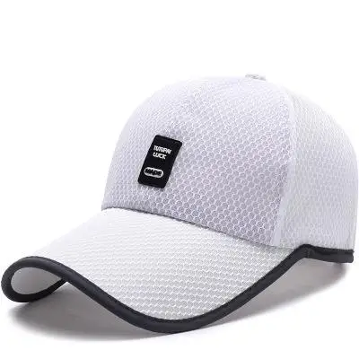 COKK Мужская бейсболка летняя сетчатая Кепка s Snapback шапки для мужчин с длинными полями дышащая шляпа от солнца с длинными полями уличная спортивная кепка мужская - Цвет: Белый