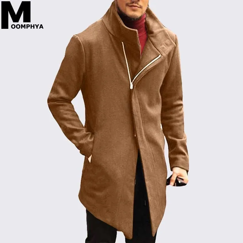 

Moomphya Long windbreaker men jacket Winter zipper trench coat men Outwear chaqueta hombre jacket men Streetwear veste homme