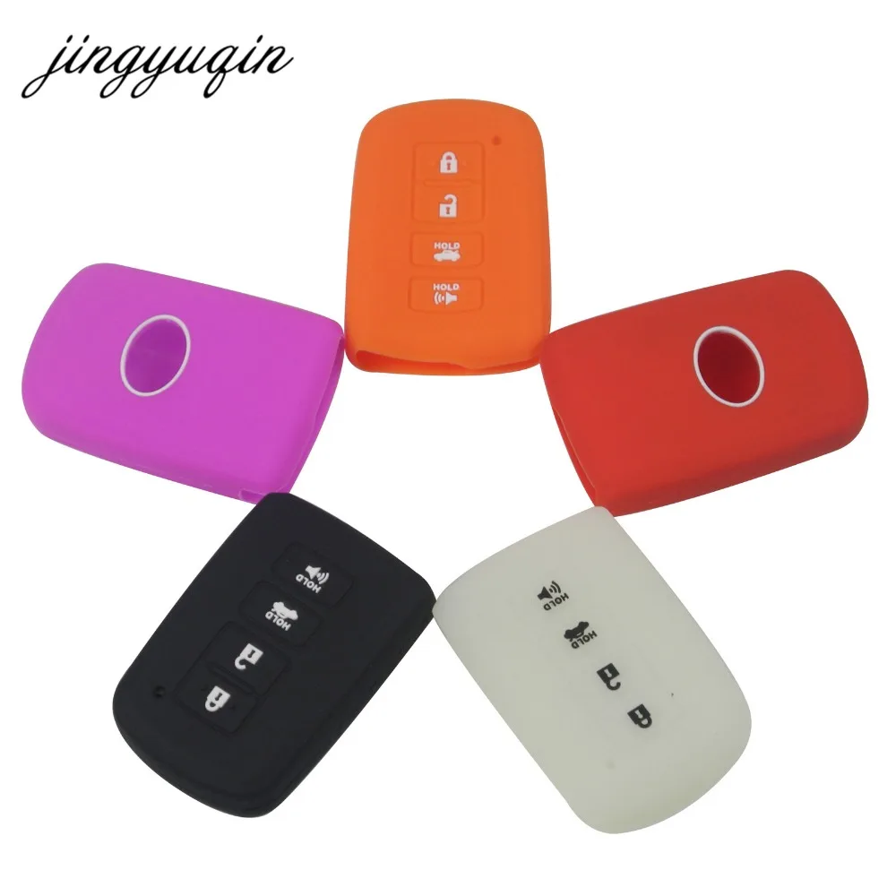 

jingyuqin New Silicone Case For Toyota Camry RAV4 Avalon Corolla Altis 4 Button Remote Smart Key Cover
