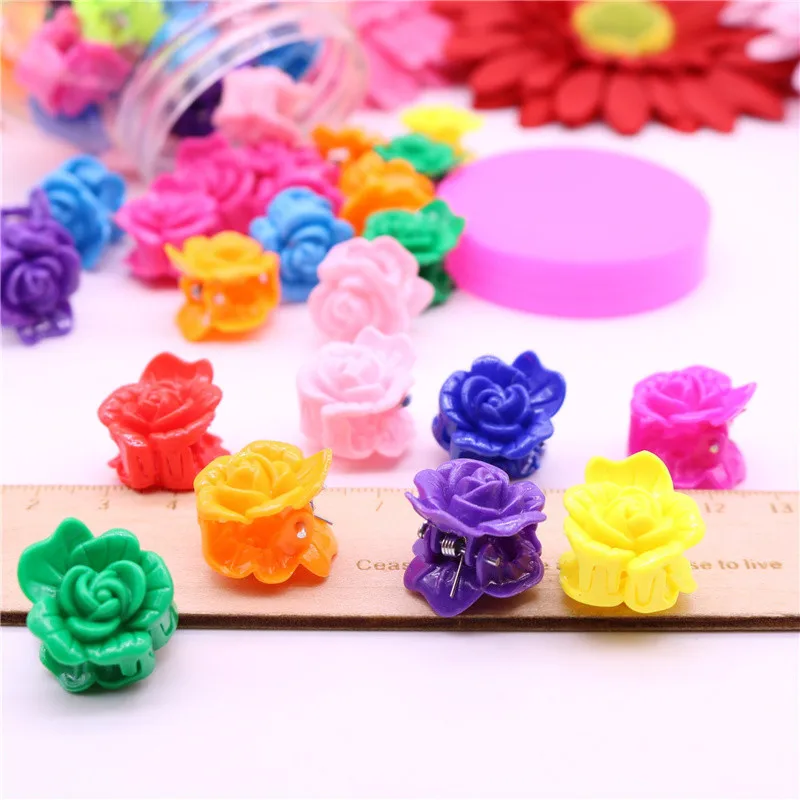 20 наборов девичьих аксессуаров для волос "Кавайные Мини-клешни Модные Новые Коробка Подарок Сладкие Цвета Заколка-роза Цветок Головной убор".