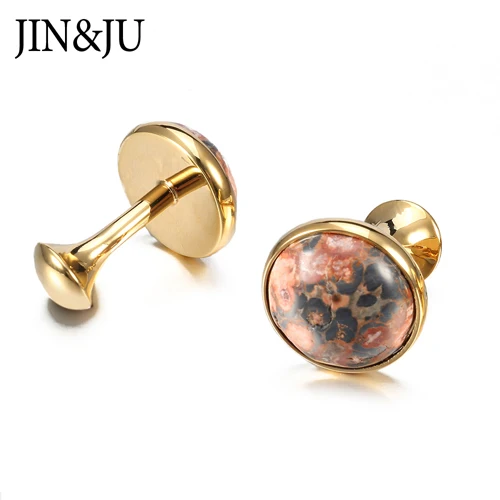 JIN& JU недорогие Роскошные лазуритовые запонки для мужчин, высокое качество, круглые запонки из лазуритового камня Relojes gemelos - Окраска металла: Stone Design 5