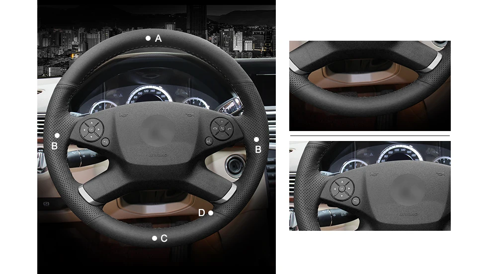 MEWANT черная искусственная кожа Чехол рулевого колеса автомобиля для Mercedes-Benz W212 e-класс E 200 260 300 2009-2013