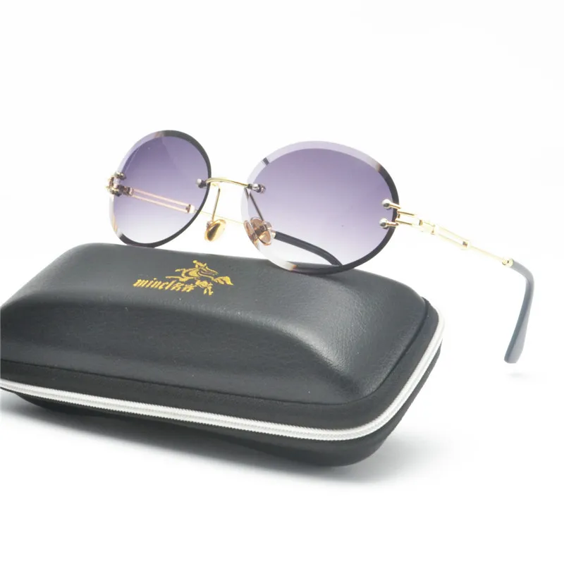 Женские Овальные Солнцезащитные очки без оправы MINCL брендовые дизайнерские