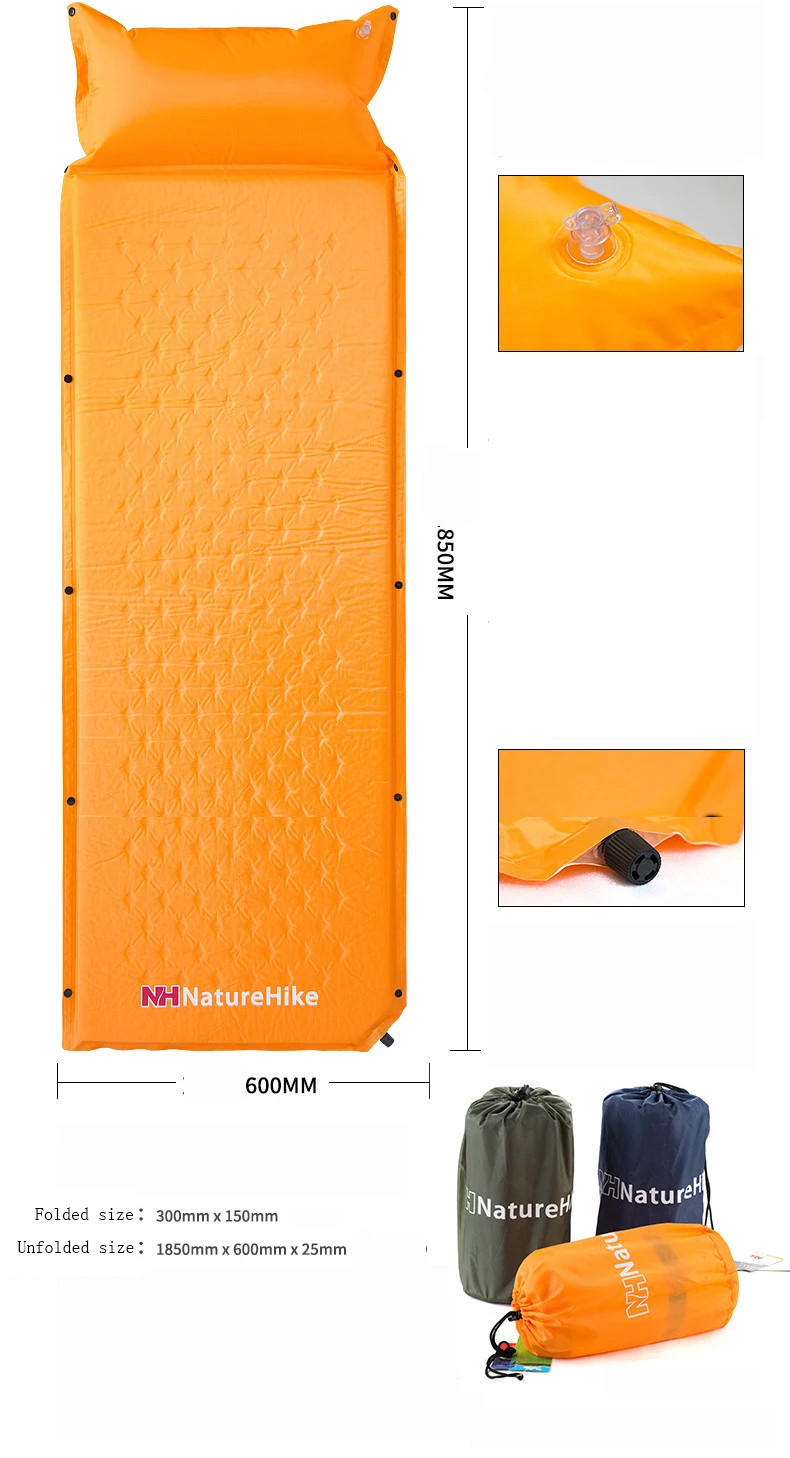 NatureHike спальный матрас Самонадувающийся коврик переносная кровать с подушкой походный коврик для одного человека складной NH15Q002-D