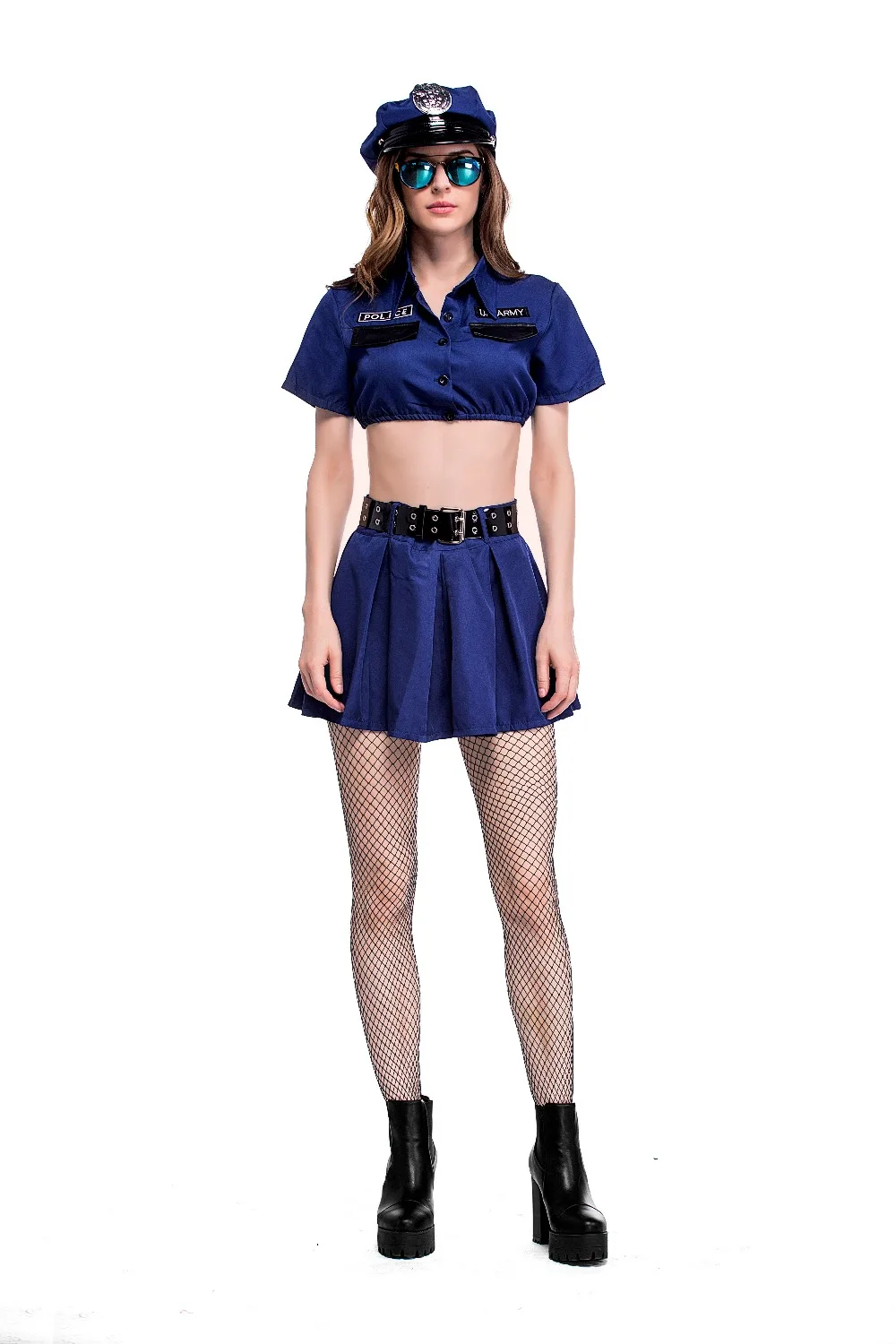 Стильная женская обувь полиция Необычные Хеллоуин костюм секс полицейский наряд женщина Косплэй