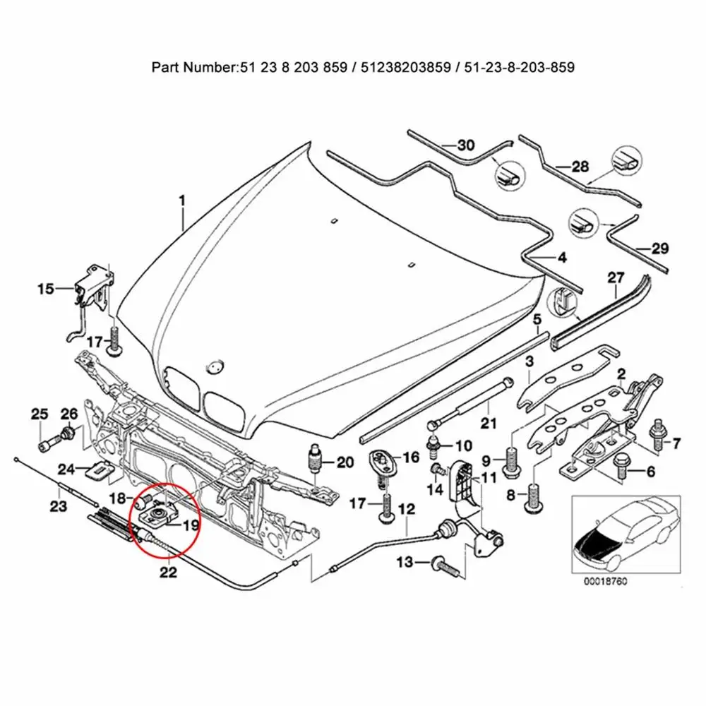 Нижняя часть корпуса замка капота для BMW E39 E46 E53 528i 540i 323i 328i M5 330xi 525i 530i M3 1997-2003 авто
