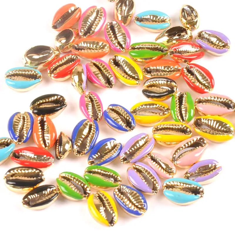 10 шт Красочные капли масла Эмаль покрытием натуральный корпус золото для ручной