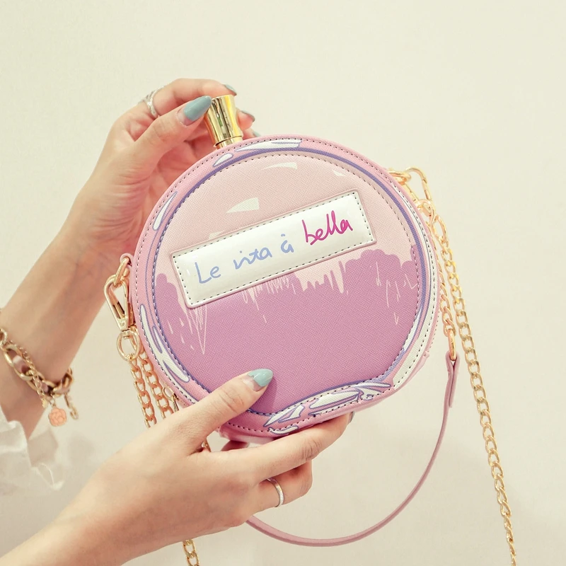 Кожаный мини-клатч с цепочкой и флаконом духов 2017 Женская сумочка модные