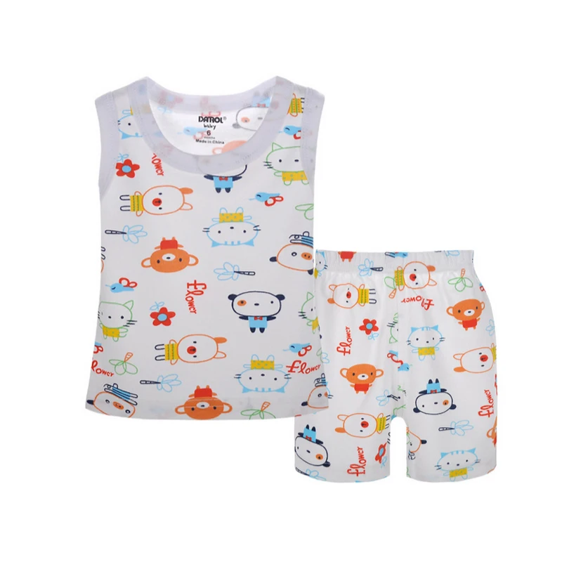 Комплект одежды с принтом 100% хлопок жилет + короткие штаны от 6 до 36 месяцев летний