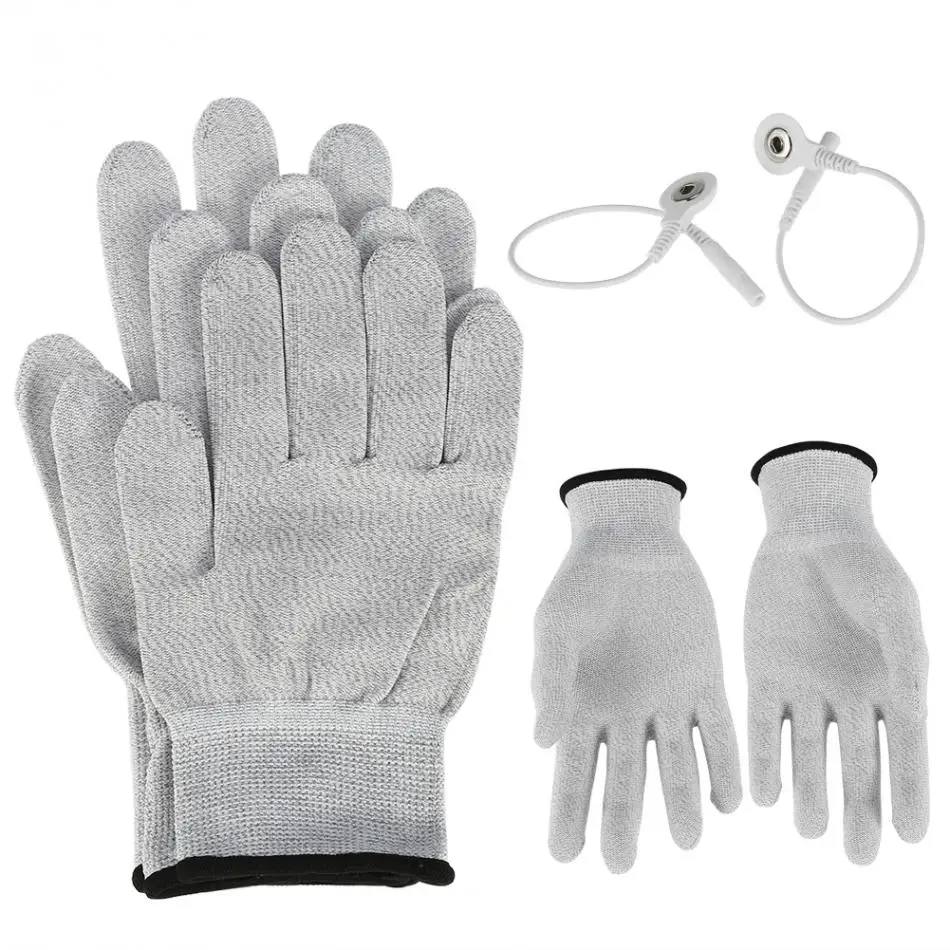 

1 Pair Tens Machine Conductive Gloves Facial Massager Electro Therapy Electrode Hand Massage Gloves Electrotherapy Lead Wires
