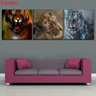 3 шт.компл., 5D Бриллиантовая вышивка фэнтези женское и яростное животное тигр Diy Алмазная Живопись Вышивка крестом мозаичные квадратные Стразы