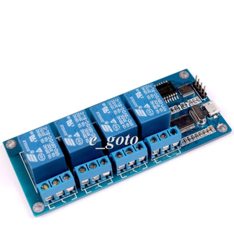 Micro USB 5 В 4 канала релейный модуль Управление реле Serial Порты и разъёмы для Arduino |