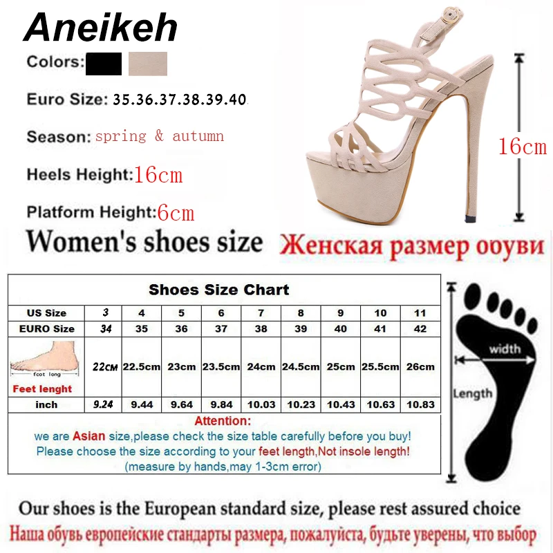 Сандалии Aneikeh женские на платформе 16 см пикантные босоножки высоком каблуке с