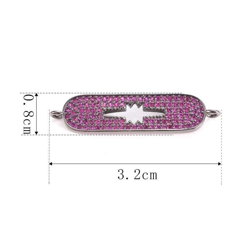 Neovivi Long Oval Charms Pave Purple Micro Zircon Copper Connector Hollow Charm for Jewelry Making Bracelets Necklaces Findings | Украшения