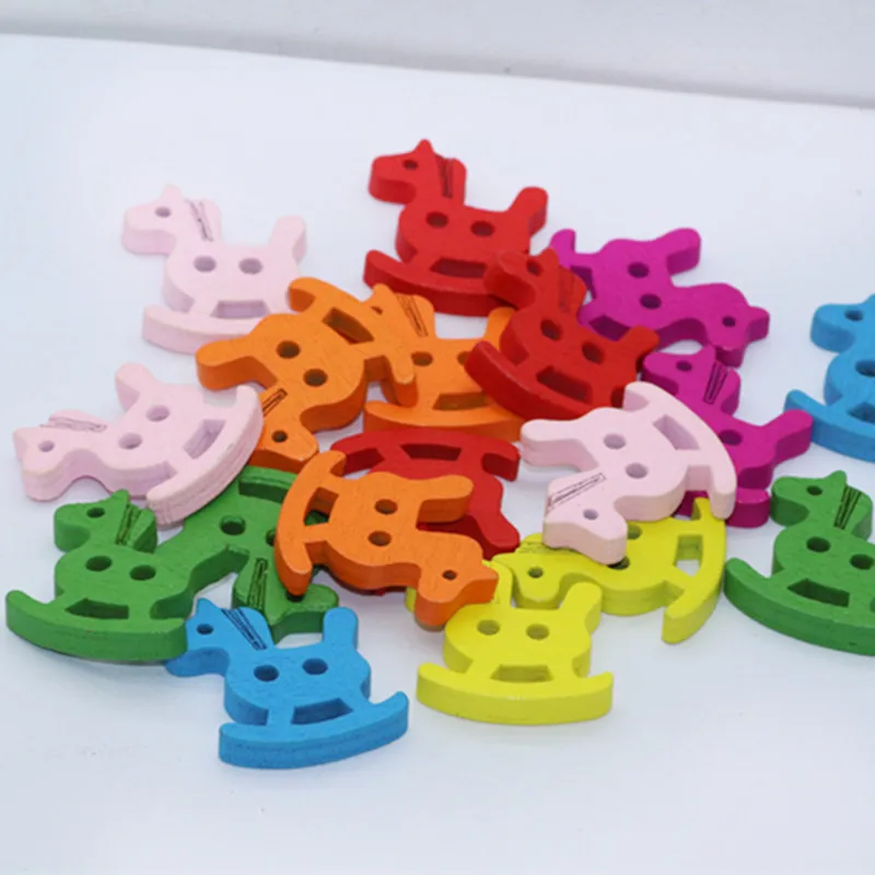 10 шт. 20*24 мм случайная расцветка декор &quotлошадь&quot деревянные кнопки швейный шов