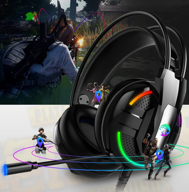 Игровые наушники для PS4, 7,1 каналов, стерео гарнитура с шумоподавлением и микрофоном для нового Xbox One/ноутбука/ПК, планшета