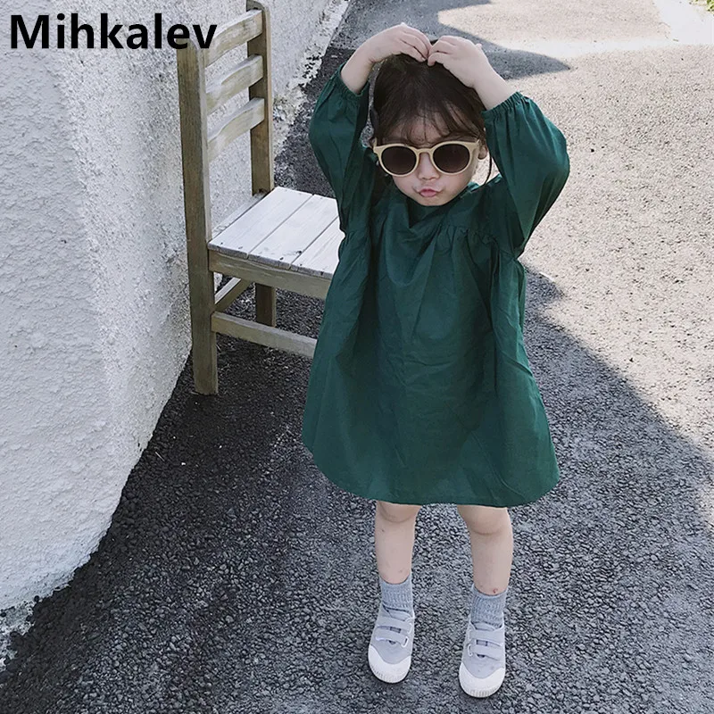 Однотонные платья Mihkalev для девочек весна 2020 детское платье принцессы с длинным