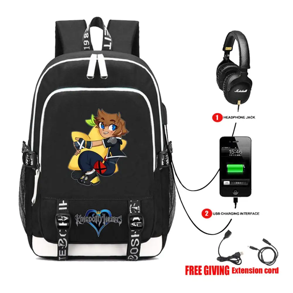 

United Kingdom of Hearts Book bag Rucksack Student School Bag For Boys Girls Travel Backpack USB Port Mochila Black Backpack