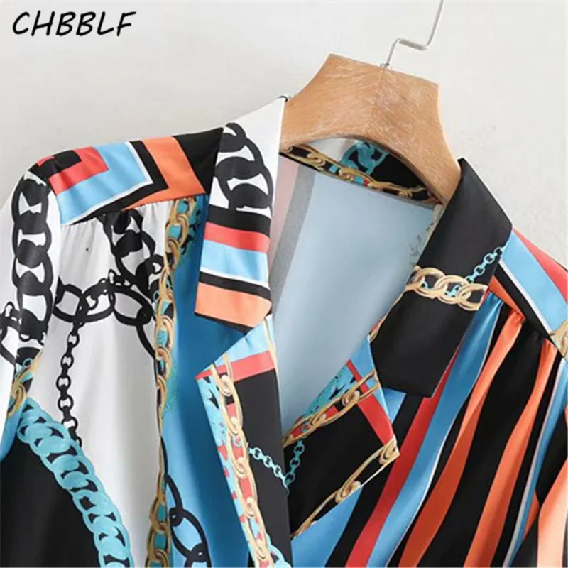 CHBBLF для женщин chic цепи узор обёрточная бумага платье галстук бабочка ремень с