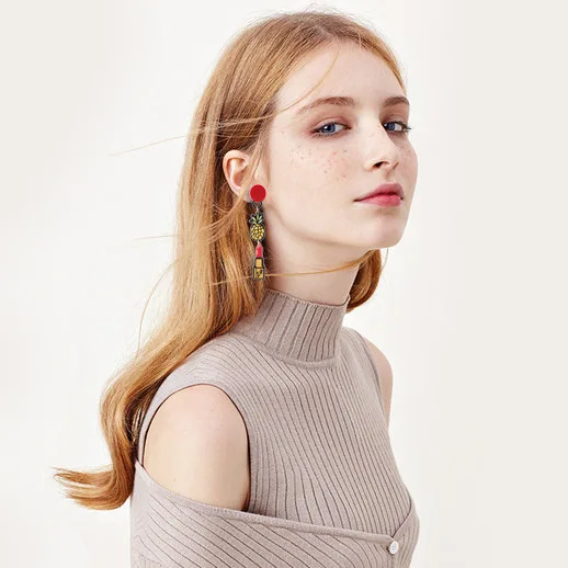 New Arrival Internet Influencer Korean Earrings Trendy Fruit Lipstick Asymmetric Long Love Dangle Chic | Украшения и аксессуары