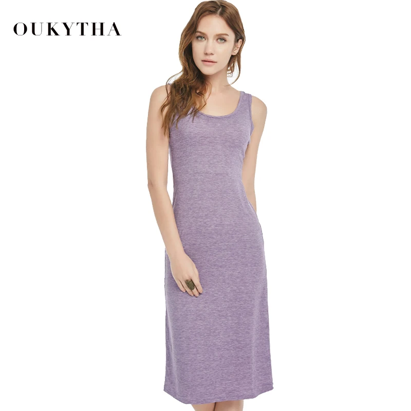 Женское длинное платье Oukytha повседневное облегающее жилет без рукавов модель Q15210