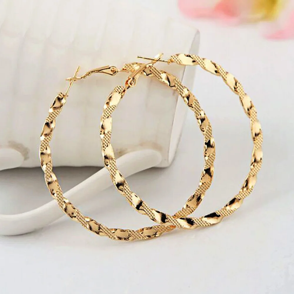 Большие серьги-кольца золотого/серебряного цвета для женщин круглые бижутерия