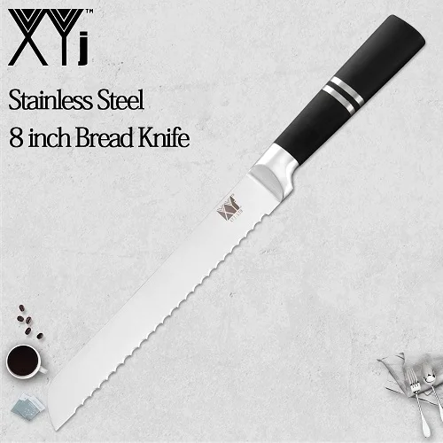 H.8inch bread knife XYj японский кухонный нож из нержавеющей стали, нож для очистки фруктов, утилита Santoku, нож для нарезки хлеба, ножи для шеф-повара, держатель, точилка, бар - Цвет: H.8inch bread knife