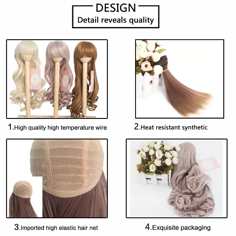 Aidolla Bjd Doll Wigs High Temperature Wire Long Curly Synthetic Hair for BJD SD Dolls Accessorries on - Парики для кукол Aidolla Bjd из искусственных волос, длинные кудрявые волосы на высокой температуре для кукол BJD SD аксессуары.